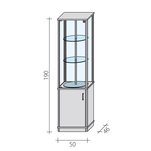 gablota szklana z szafką obrotowa